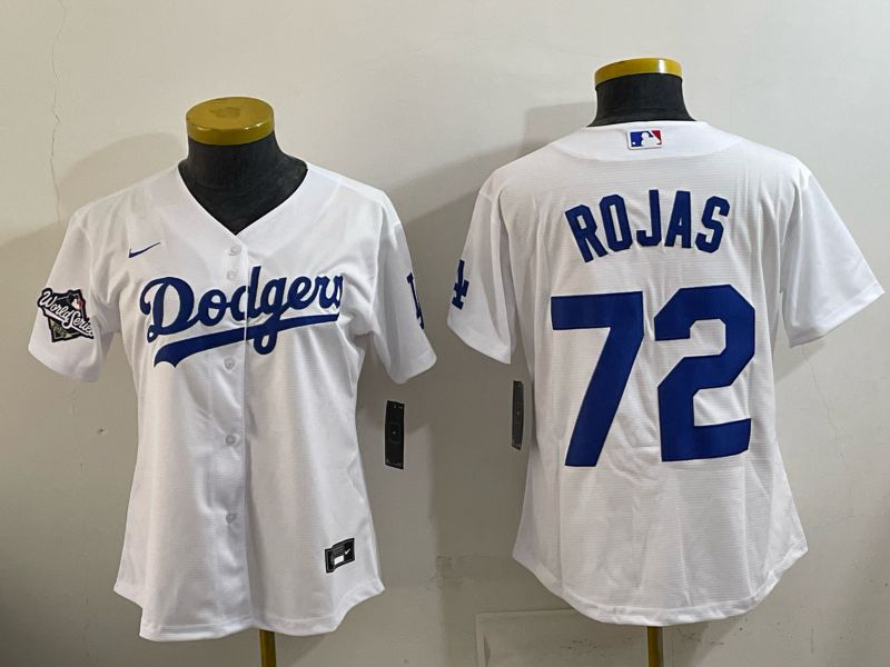 Women 2026 Nike Los Angeles Dodgers #72 Rojas White Game MLB Jersey 05->women mlb jersey->Women Jersey